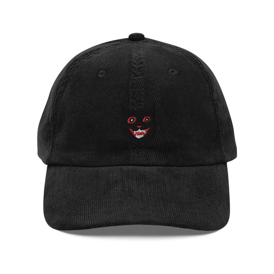 black cat corduroy cap