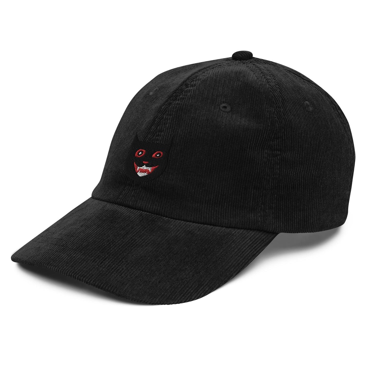 black cat corduroy cap