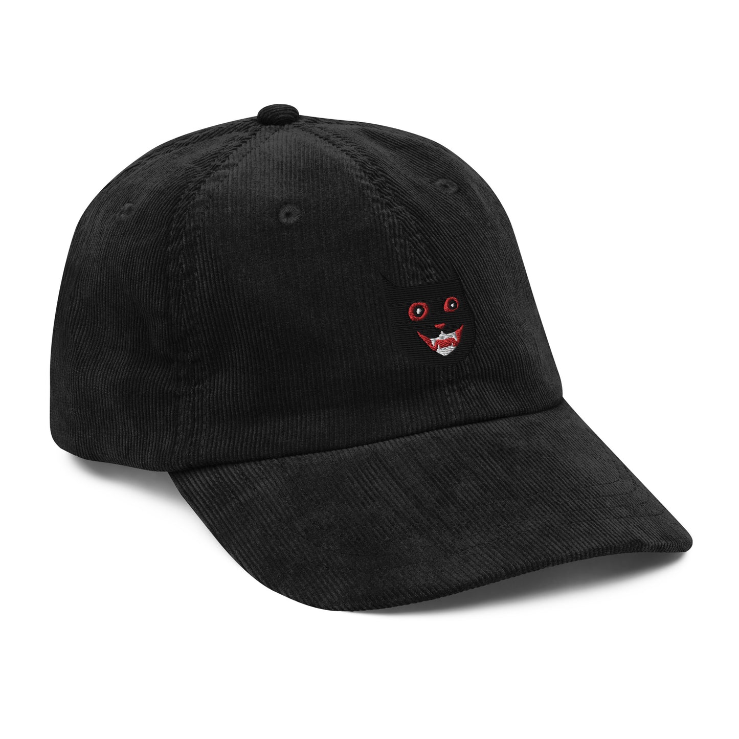 black cat corduroy cap